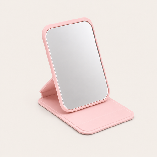Mini Miroir de Poche Pliable Rose — Format Voyage
