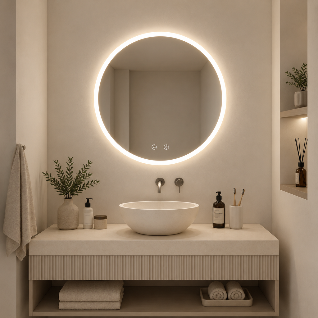 Miroir de Salle de Bain Rond LED — Antibuée