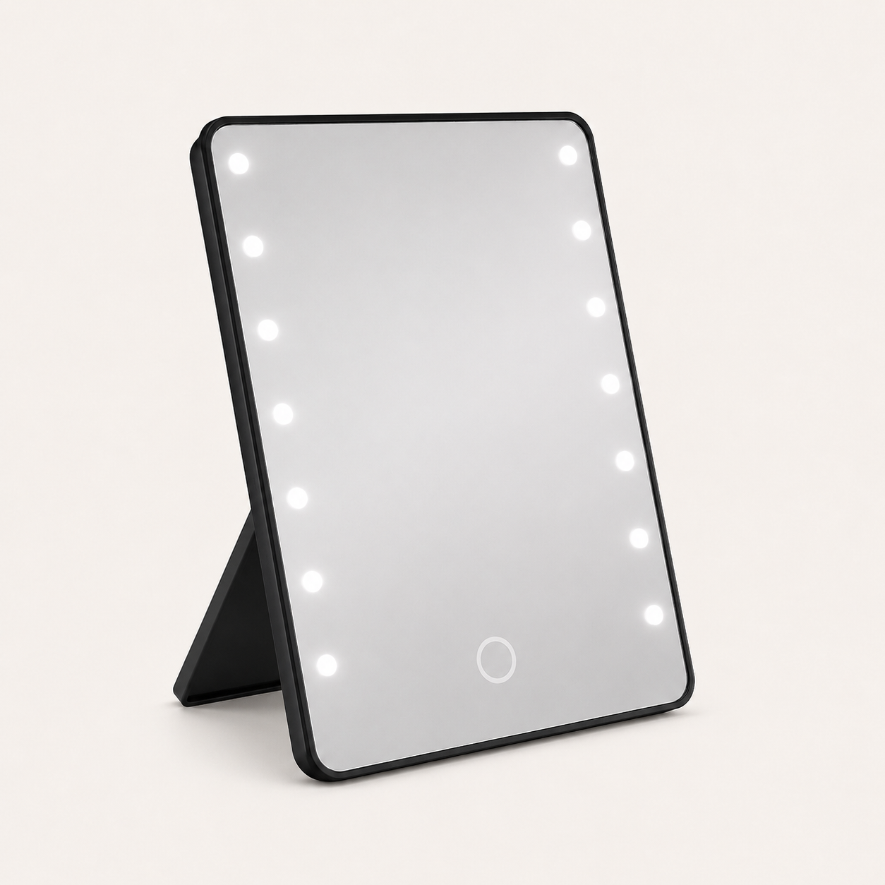 Miroir de Maquillage LED Noir — Support Pliable USB