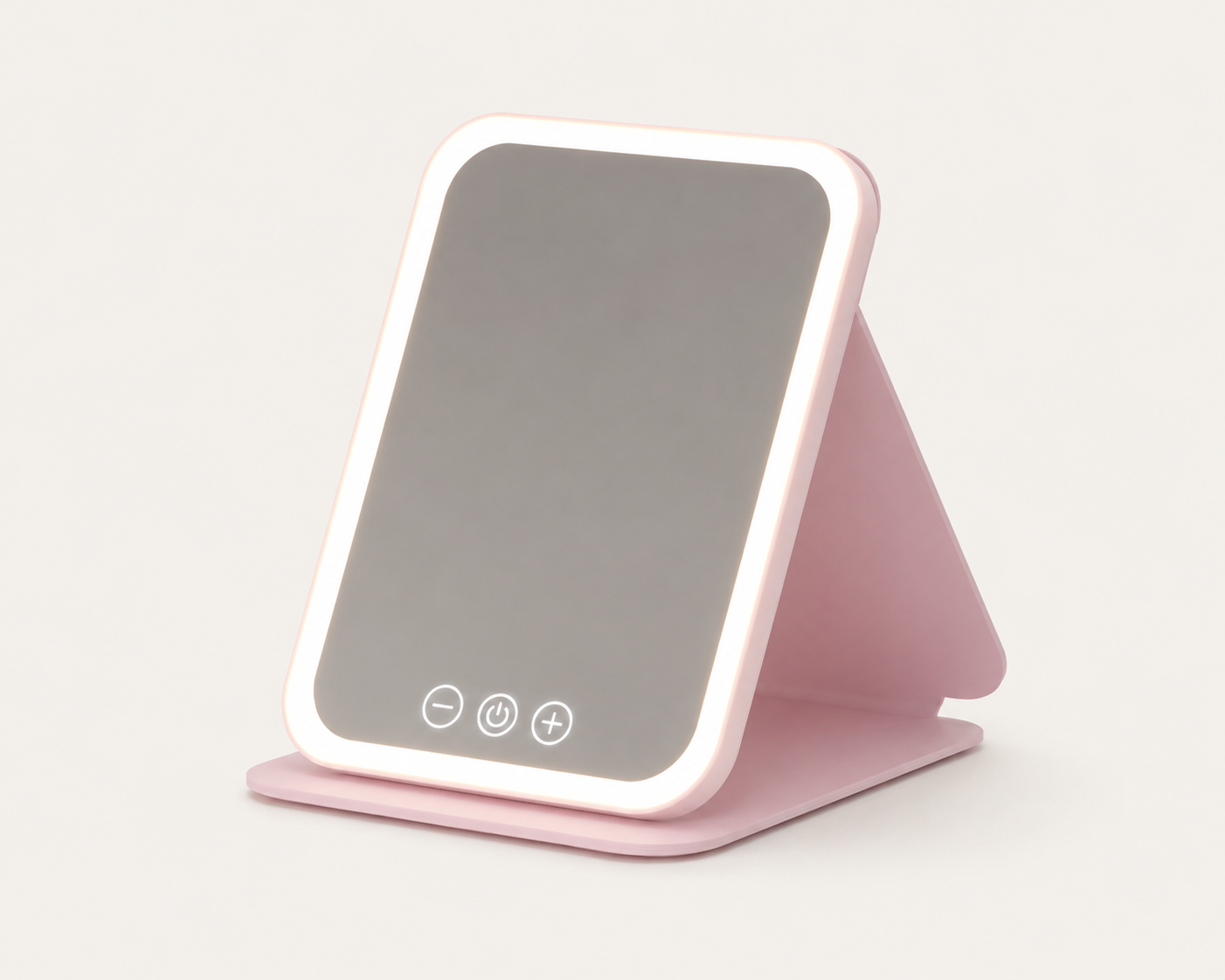Miroir de Maquillage LED Pliable Rose — Touch & Recharge USB
