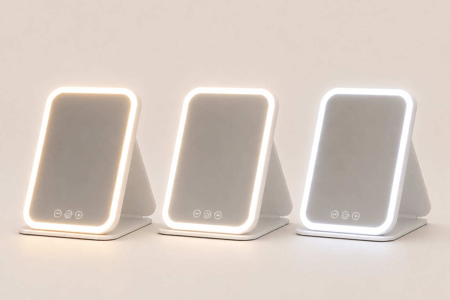 Miroir de Maquillage LED Pliable Blanc — Touch & Recharge USB