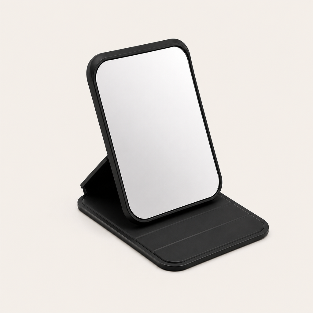 Mini Miroir de Poche Pliable Noir — Format Voyage