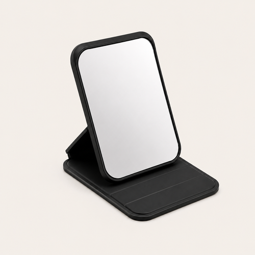 Mini Miroir de Poche Pliable Noir — Format Voyage