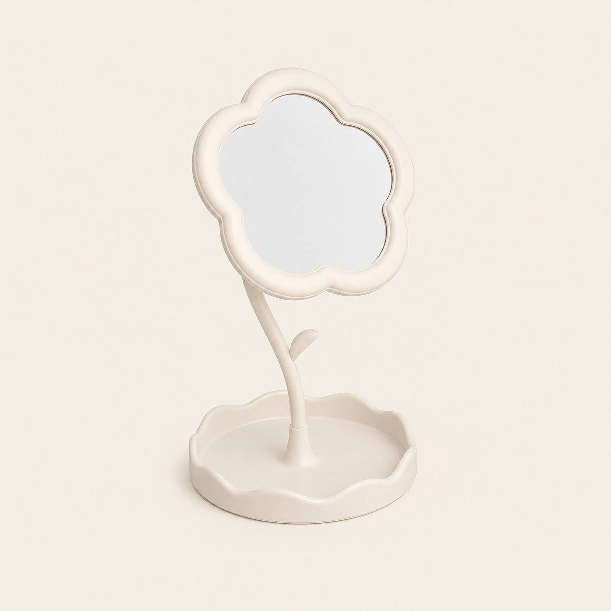Miroir de Bureau Fleur Beige — Design Créatif