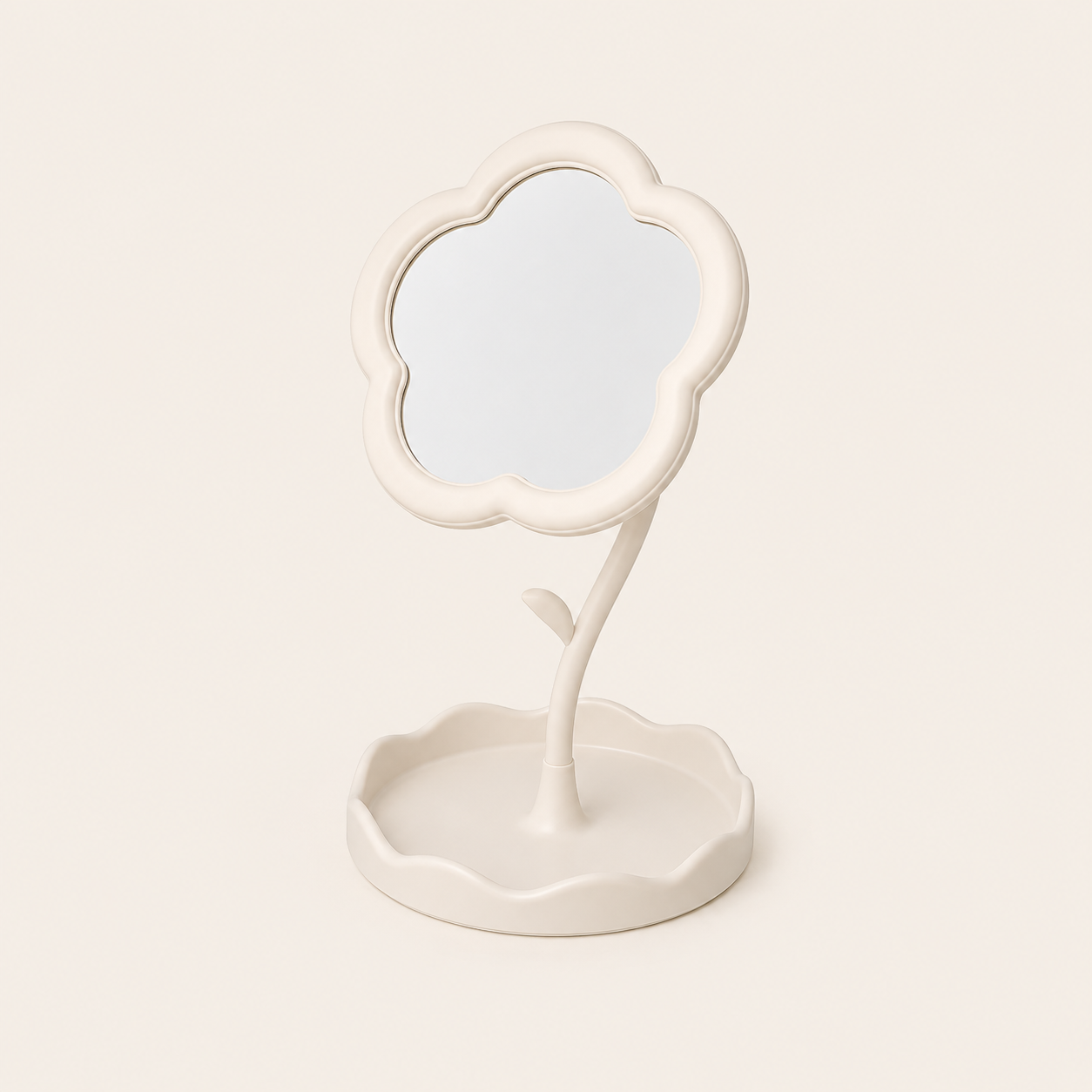 Miroir de Bureau Fleur Beige — Design Créatif