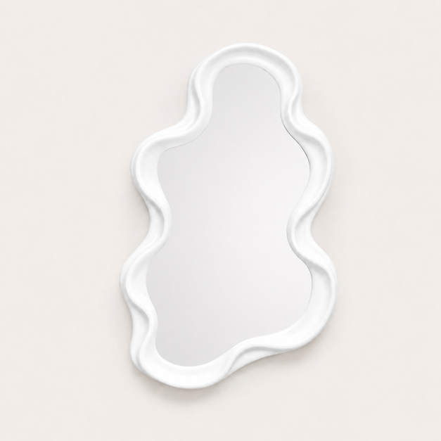 Miroir Mural Ondulé Argenté Blanc — Silhouette Nuage