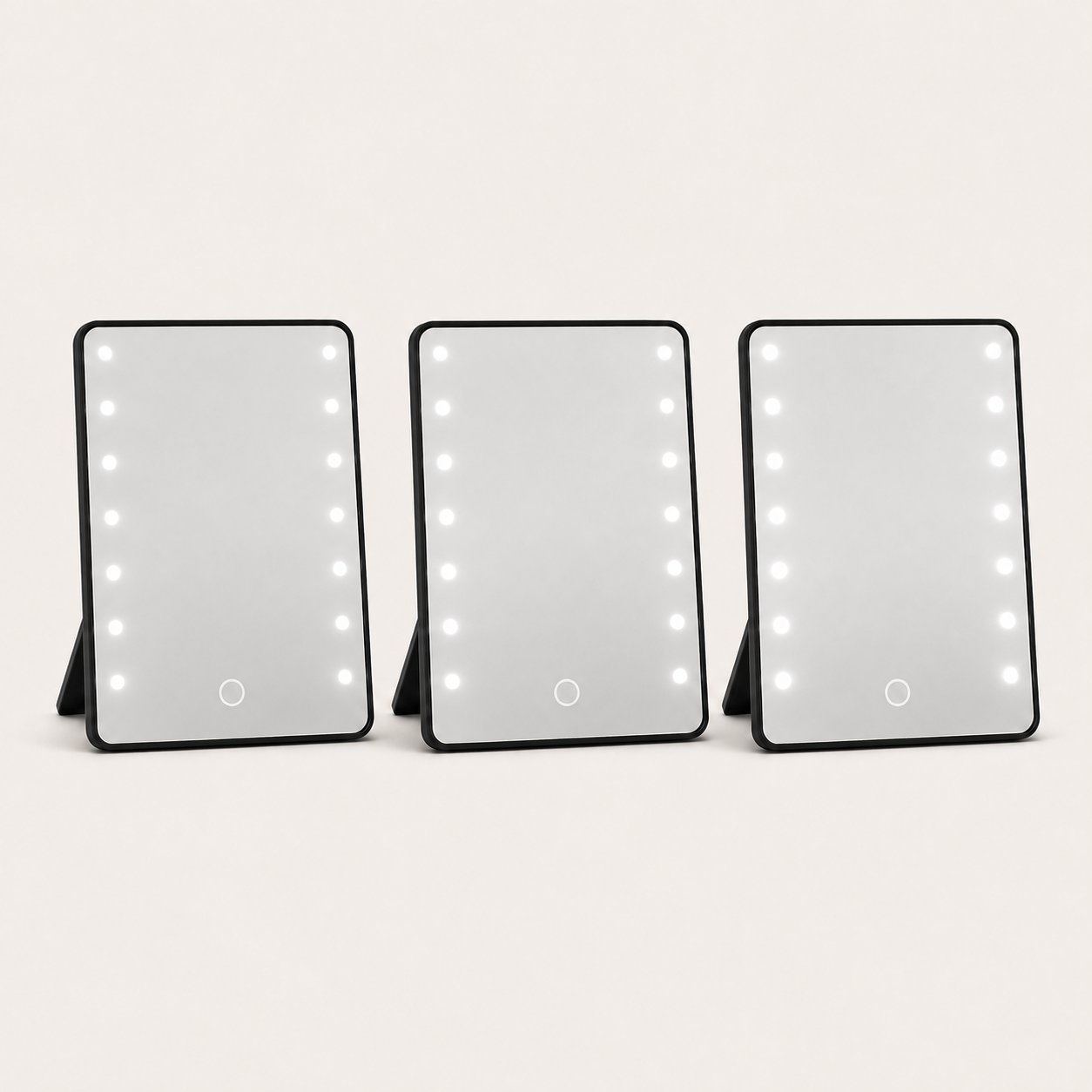 Miroir de Maquillage LED Noir — Support Pliable USB