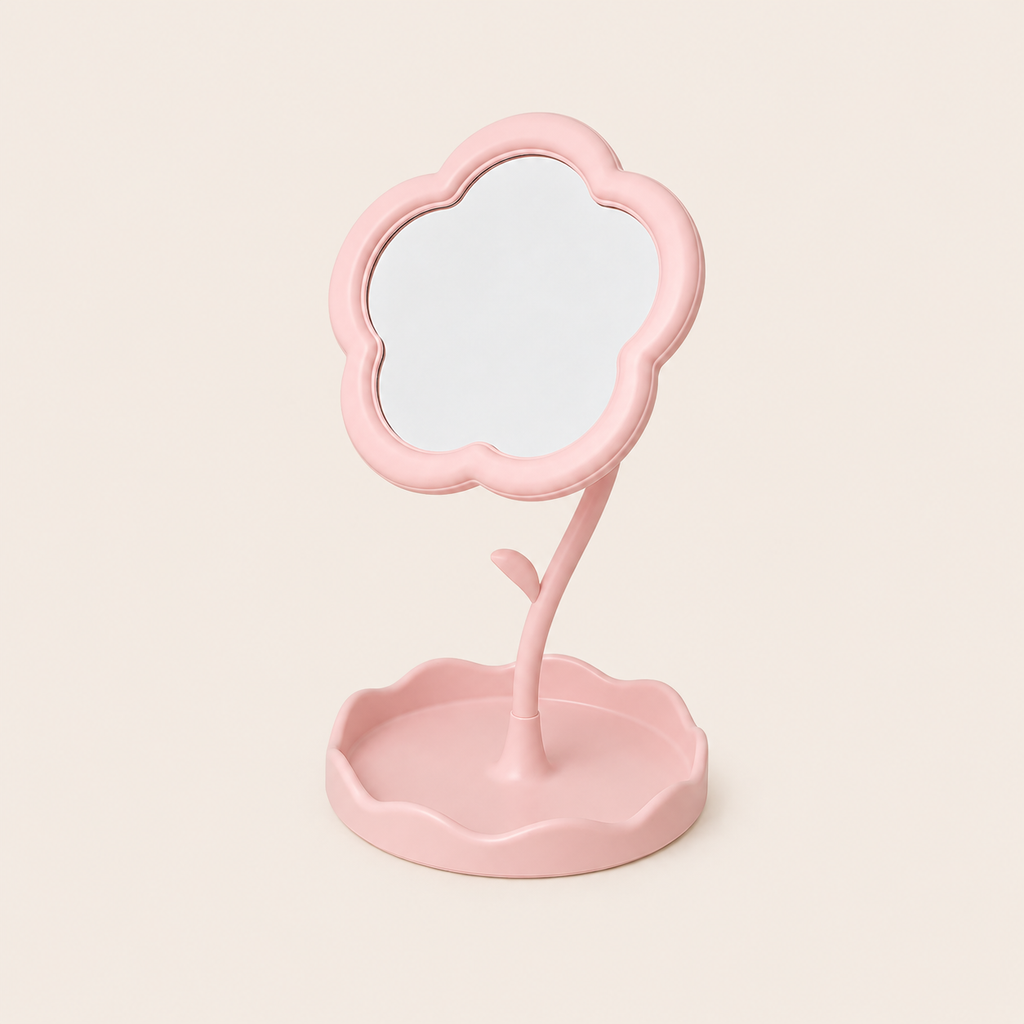 Miroir de Bureau Fleur Rose — Design Créatif