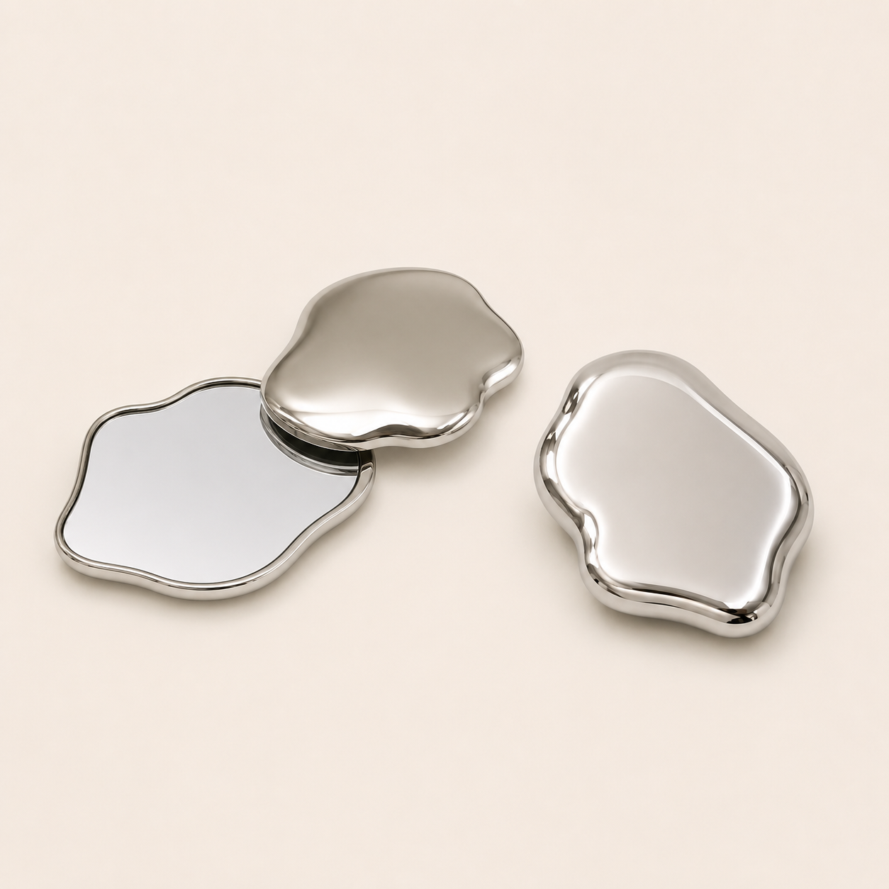 Mini Miroir de Poche Métal — Double Face Pivotant