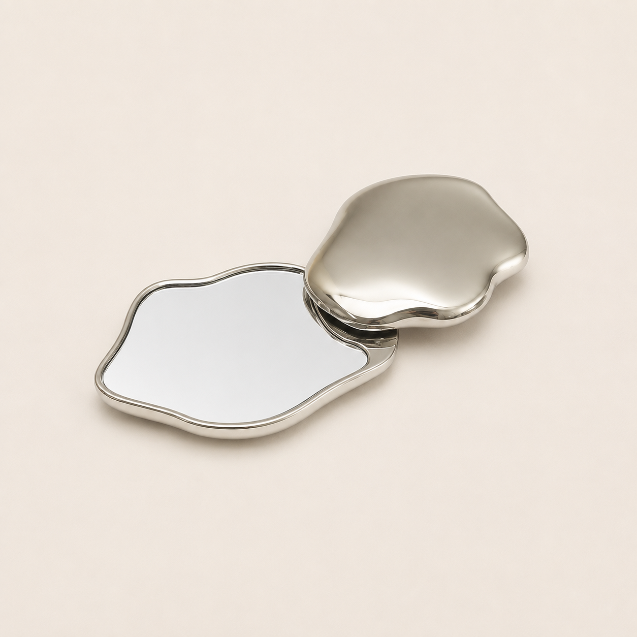 Mini Miroir de Poche Métal — Double Face Pivotant