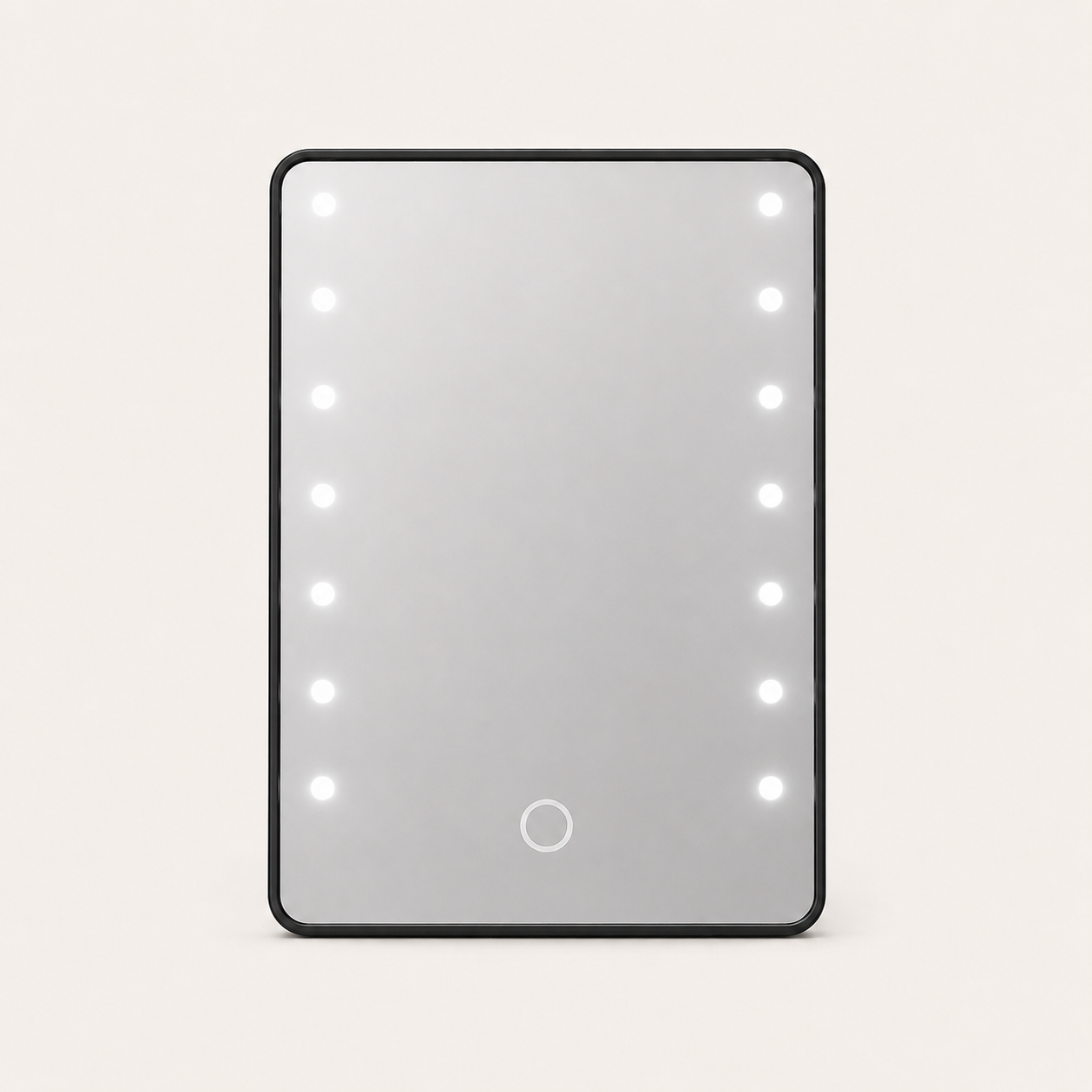Miroir de Maquillage LED Noir — Support Pliable USB