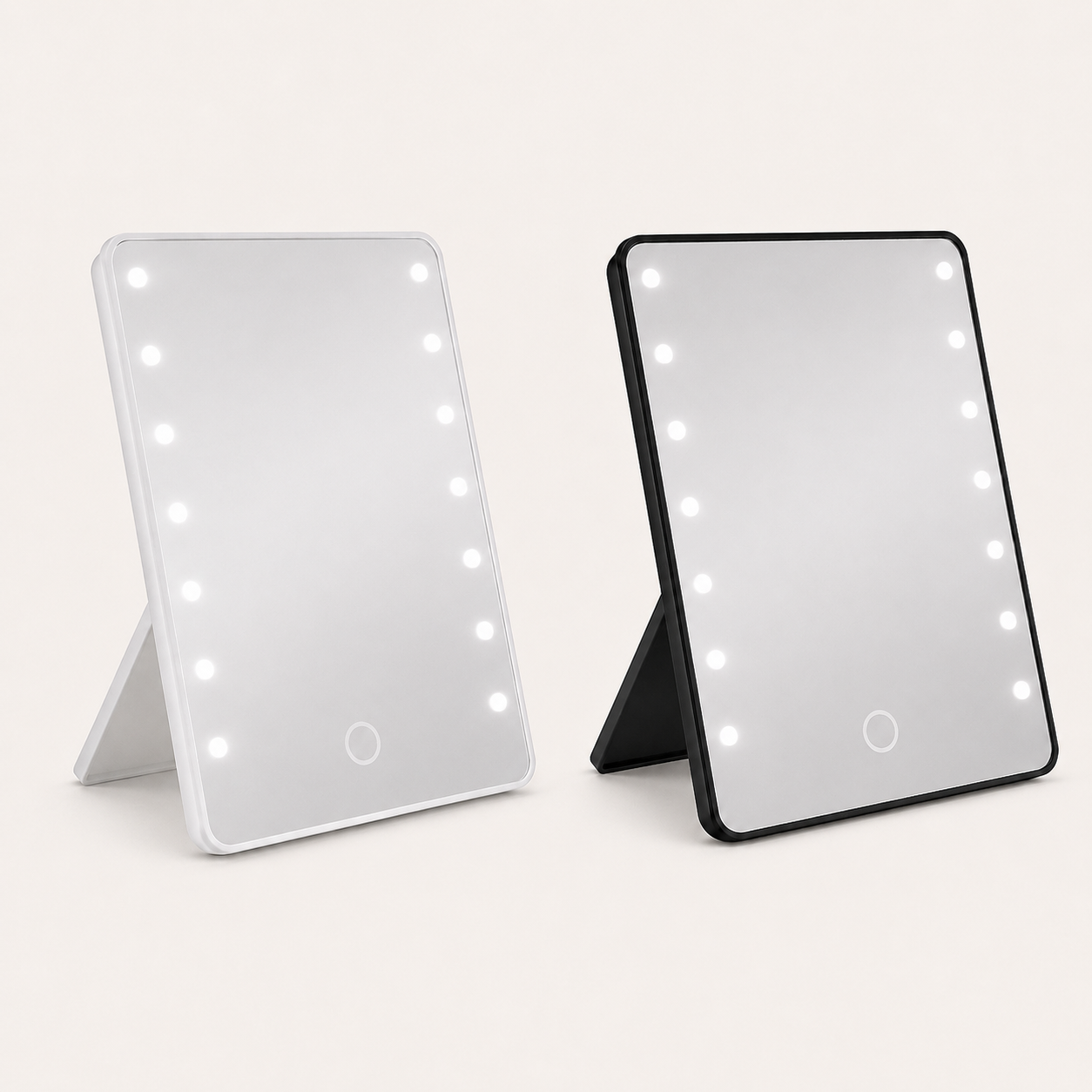 Miroir de Maquillage LED Blanc— Support Pliable USB