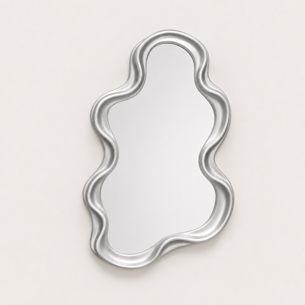 Miroir Mural Ondulé Argenté — Silhouette Nuage