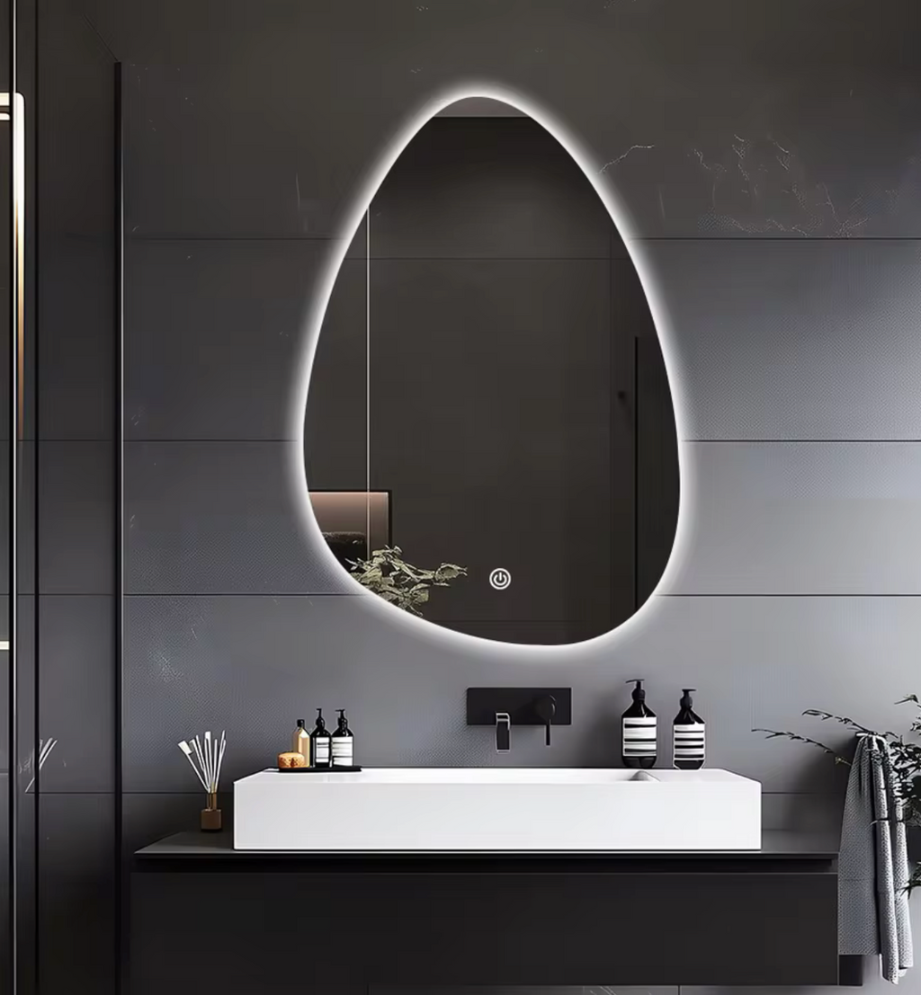 Miroir de Salle de Bain LED — Silhouette Goutte d'Eau
