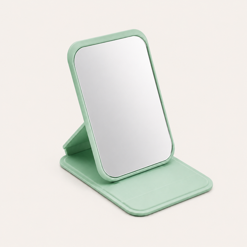 Mini Miroir de Poche Pliable Vert — Format Voyage