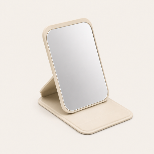 Mini Miroir de Poche Pliable Jaune — Format Voyage