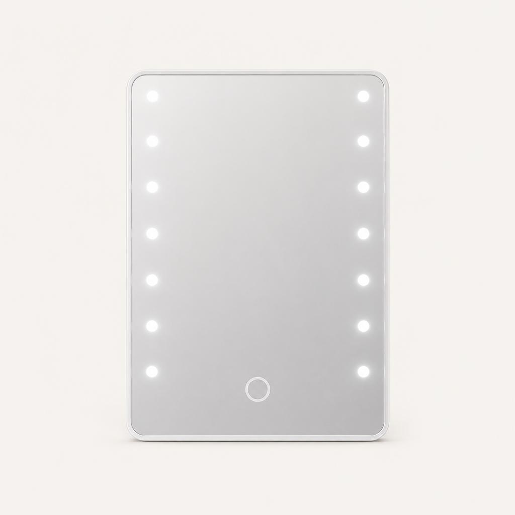 Miroir de Maquillage LED Blanc— Support Pliable USB