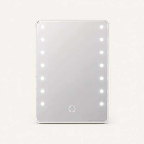 Miroir de Maquillage LED Blanc— Support Pliable USB