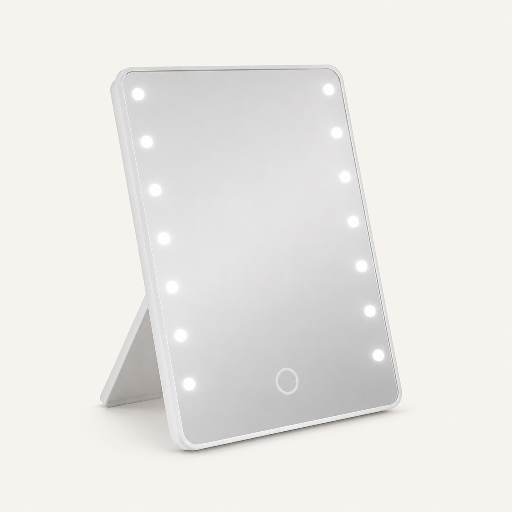 Miroir de Maquillage LED Blanc— Support Pliable USB