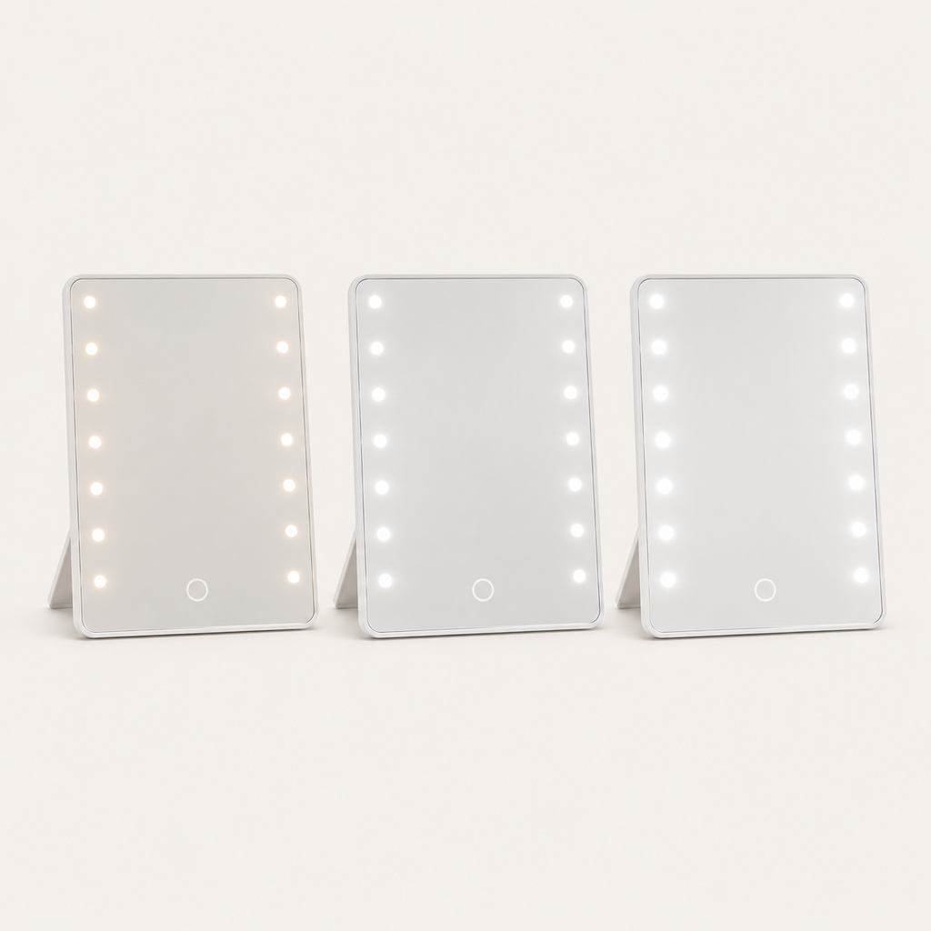 Miroir de Maquillage LED Blanc— Support Pliable USB