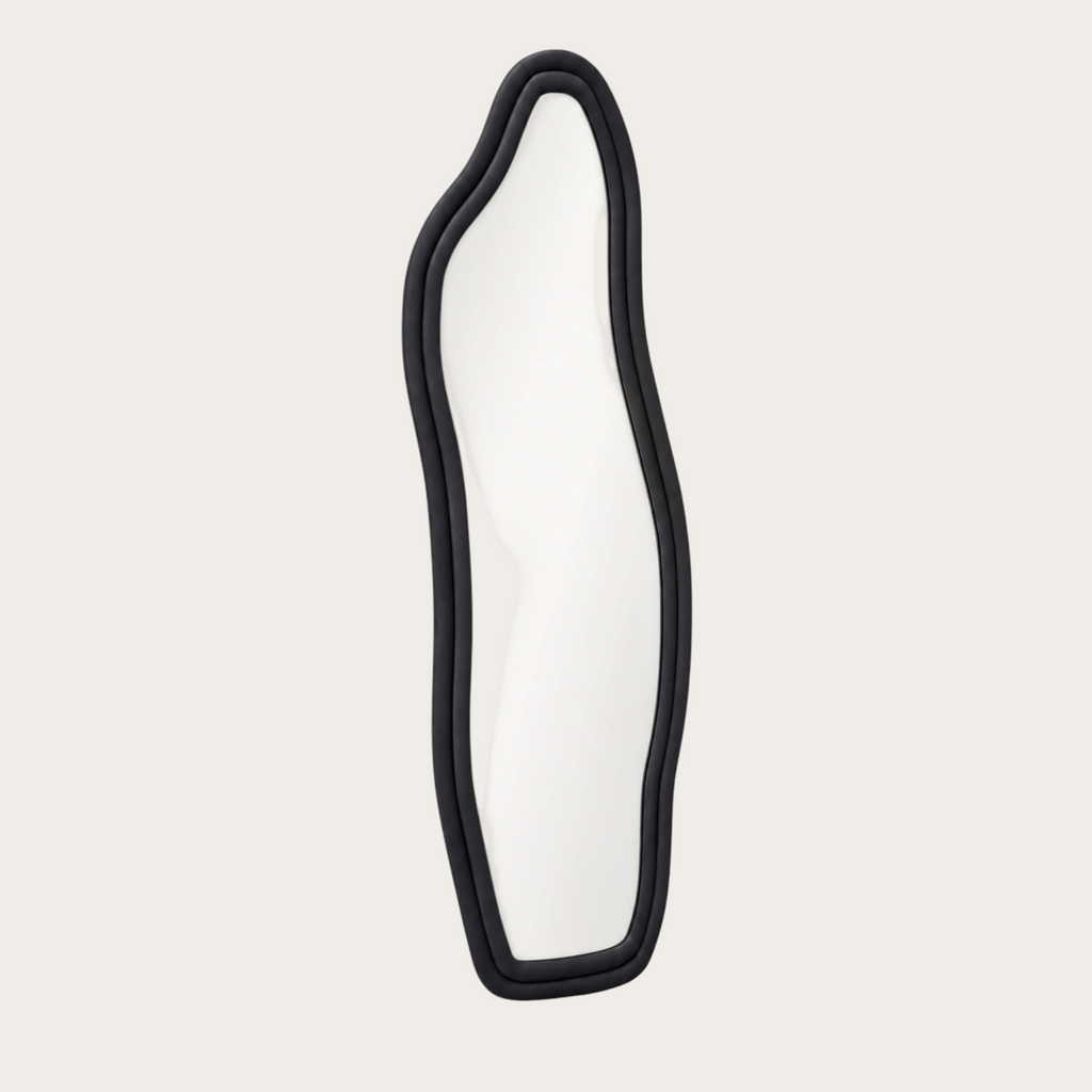 Miroir Sur Pied Velours Noir  — Silhouette Ondulée