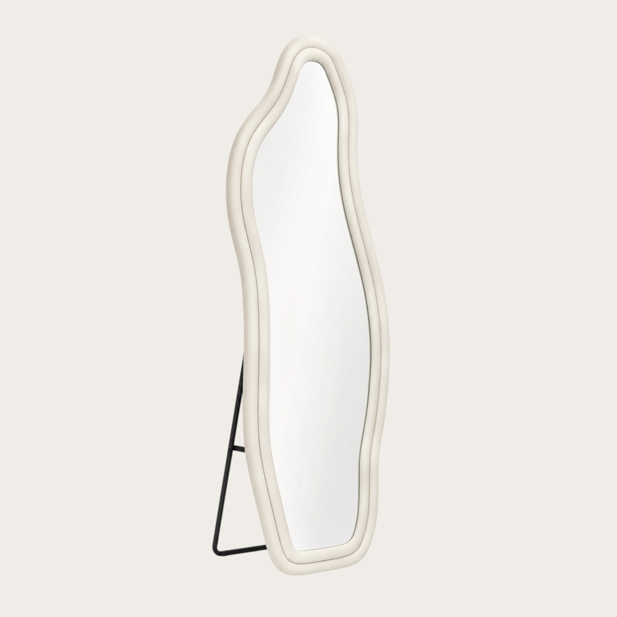 Miroir Sur Pied Velours Blanc  — Silhouette Ondulée