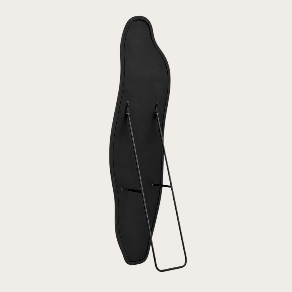 Miroir Sur Pied Velours Noir  — Silhouette Ondulée