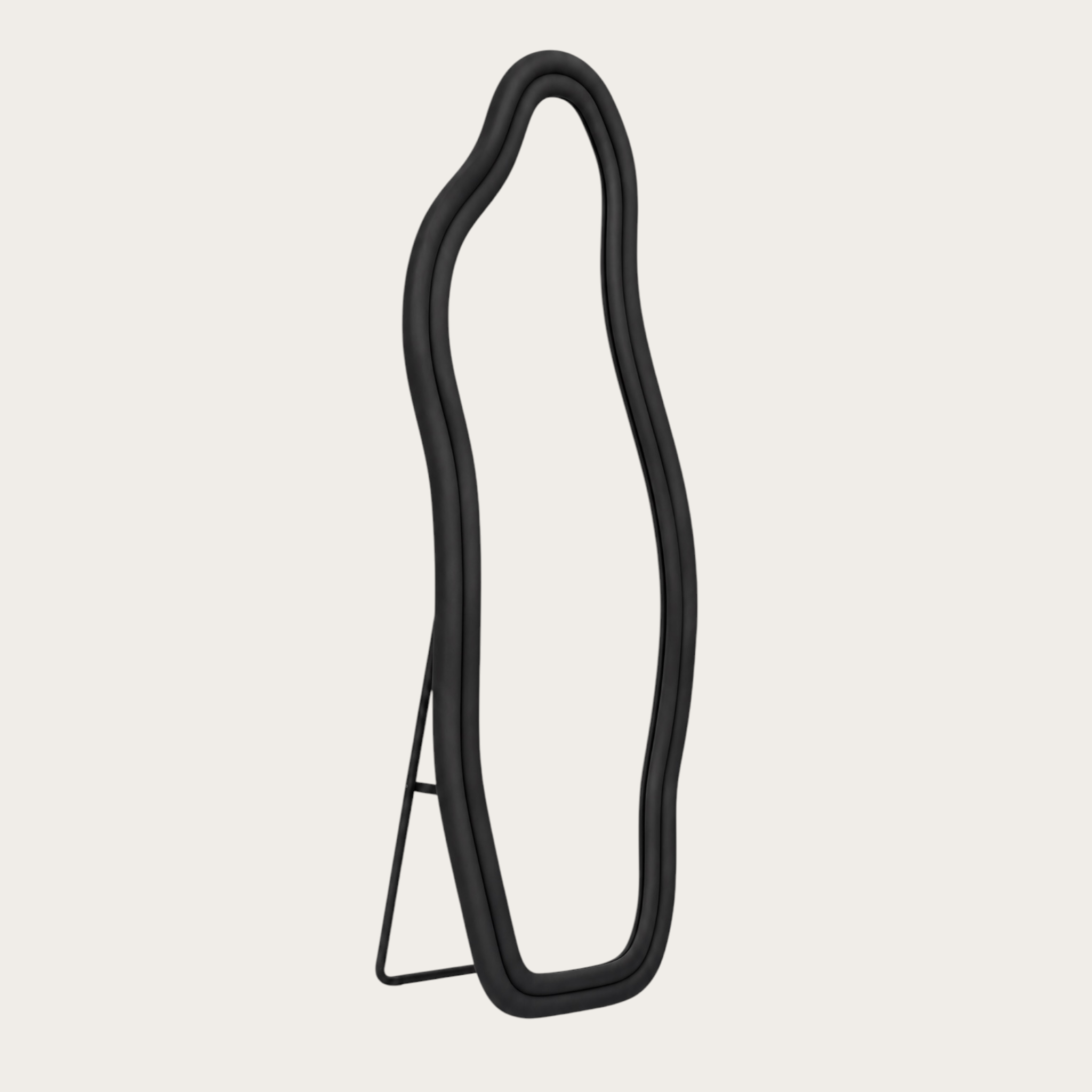 Miroir Sur Pied Velours Noir  — Silhouette Ondulée