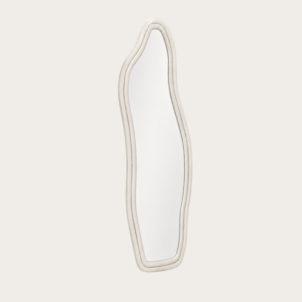 Miroir Sur Pied Velours Blanc  — Silhouette Ondulée