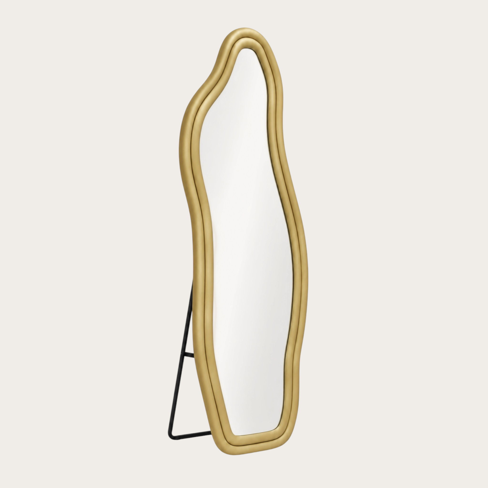 Miroir Sur Pied Velours Or  — Silhouette Ondulée