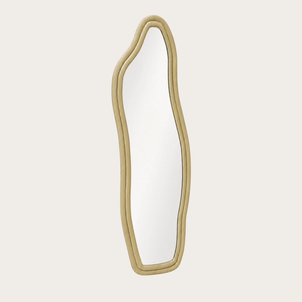 Miroir Sur Pied Velours Or  — Silhouette Ondulée